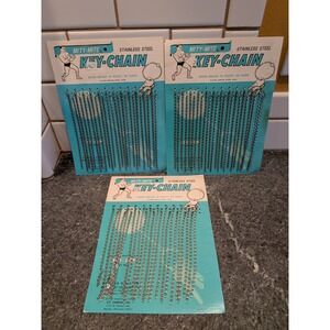 143 NOS Mity Mite Stainless Steel Key Chains Plated Spring Steel Ring - Display